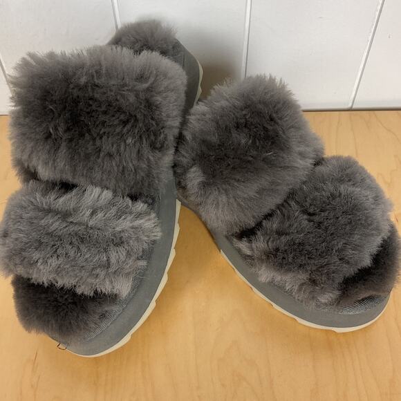 EMU‎ Austrailia Wob begong Sheepskin Shearling Fur Slippers Gray NWOB Size 6W - Picture 7 of 9